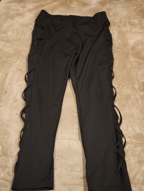 POP Fit Black Lace-Up Side Leggings
